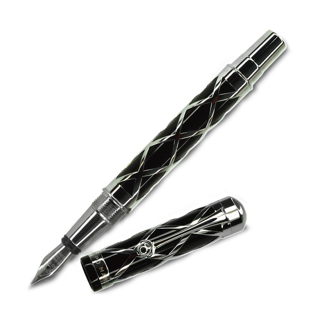 Bohemian Style Fountain Pen - Silver Black