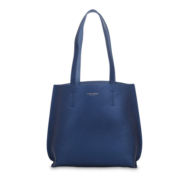 Iconic Midi Tote Bag Metallic Blue Dark Denim Campo Marzio