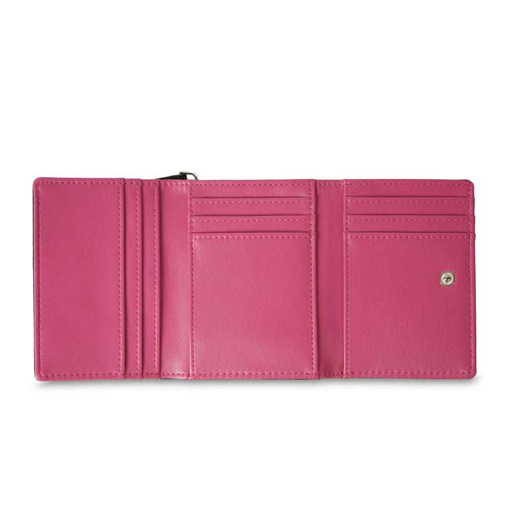 VOSSOT Portafoglio Bambini Con Cordino - Triplo Pieghevole Rosa Cielo Stellato, Poliestere, 4 Scomparti E Chiusura In Velcro
