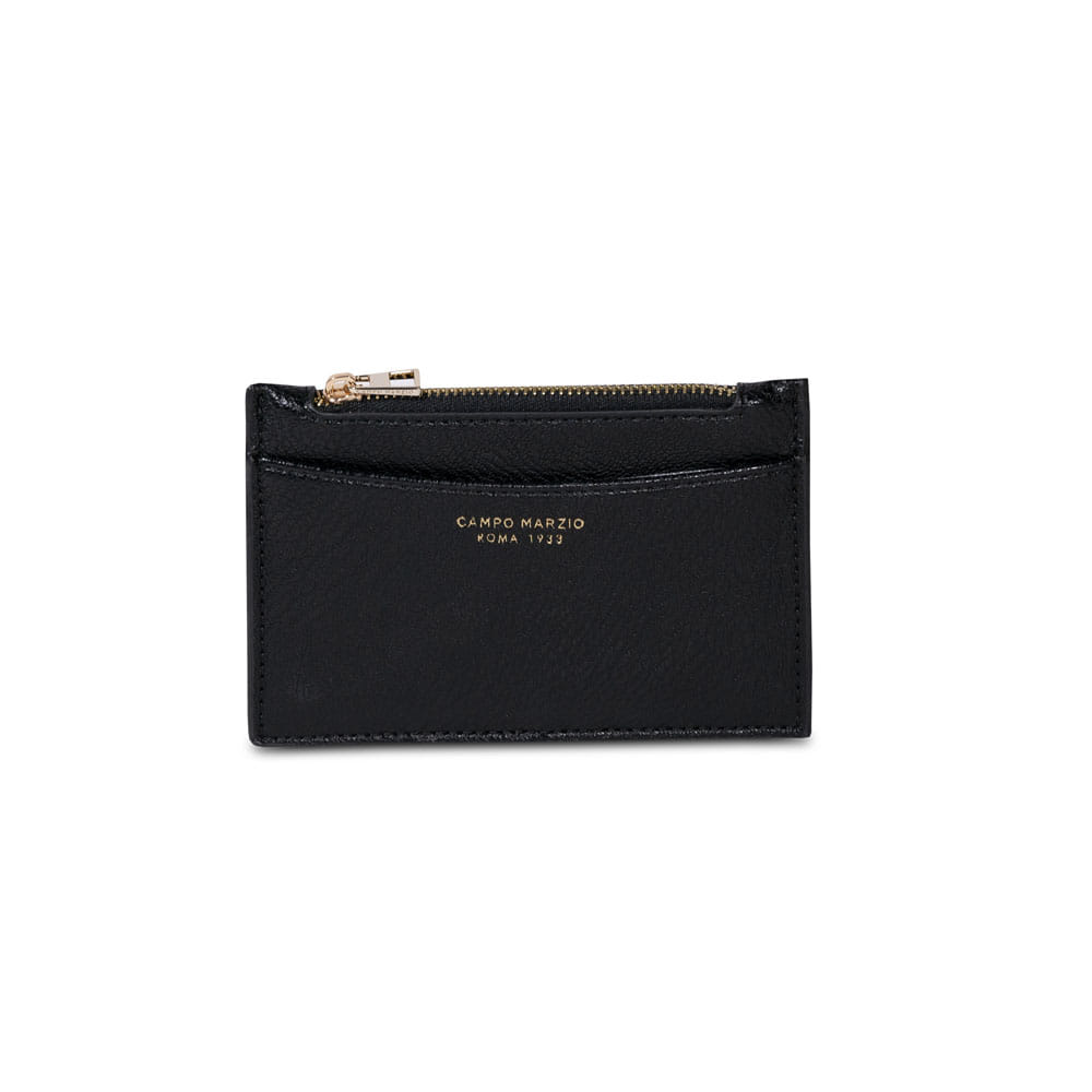 Card Holder With Zip - Black