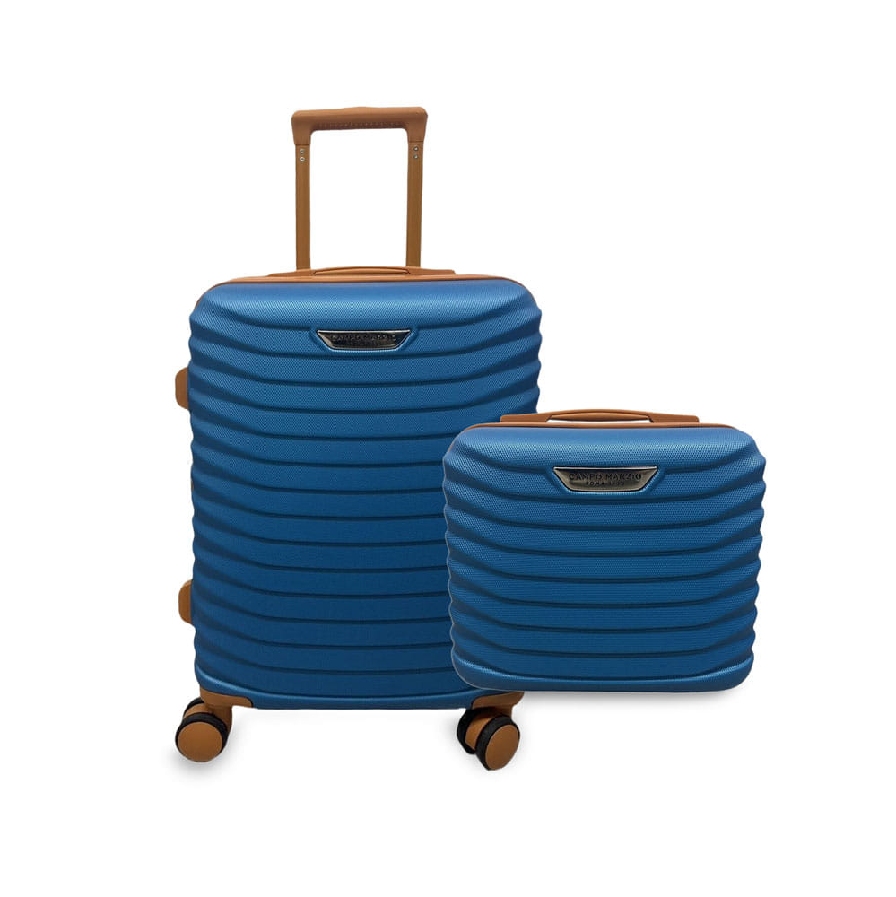 Porto Expandable Trolley And Beauty Case Set 2 Pcs - Petrol Green